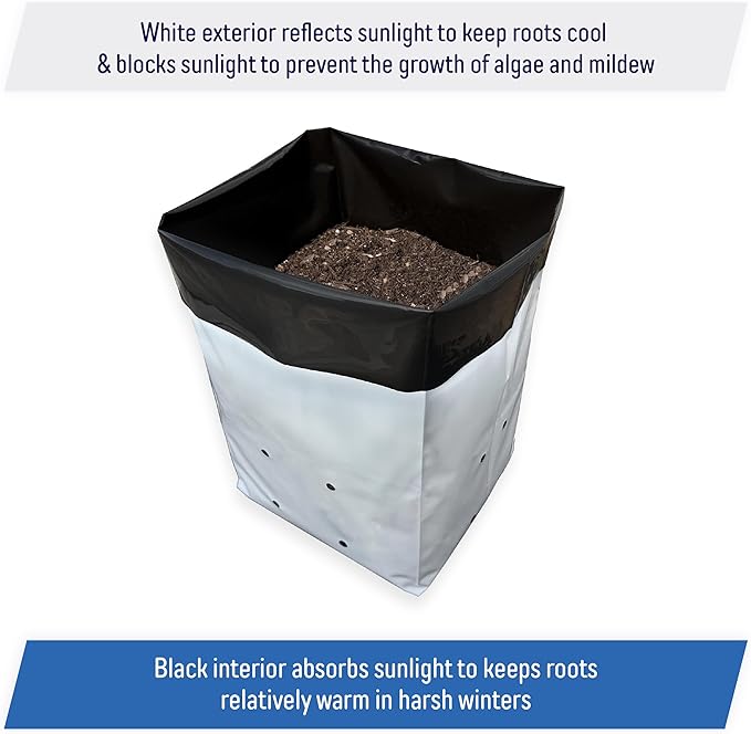 A.A 2 Gallon Grow Bags Black and White Poly Nursery Bags for Plants, Tree Grow, Greenhouse (50 Pack)