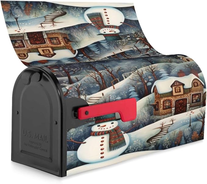 DADABULIU Mailbox Covers Snowman Forest Winter House Snowman Forest Winter House Magnetic Letter Post Box Cover Standard Size 21 x 18 Inch Garden Yard Home Decorative