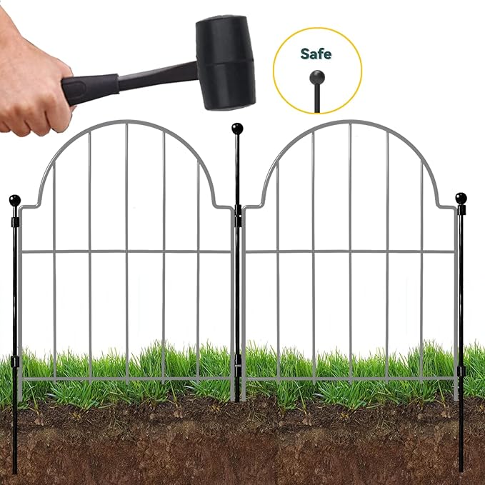 Garden Fence, 22 in(H) x 21 ft(L) Arched Rustproof Metal No Dig Fence Garden Fence Border, Ground Stake Animal Barrier Fence for Rabbit Dog, Outdoor Landscape Decor for Yard & Patio,19 Pack