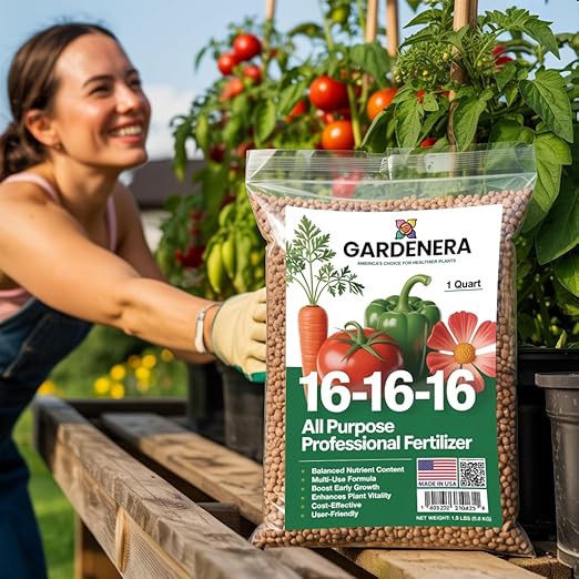 Gardenera 16-16-16 Premium All Purpose Professional Fertilizer - Lawn, Flower, Tree, Shrub & Vegetable Fertilizer (5 Quarts)