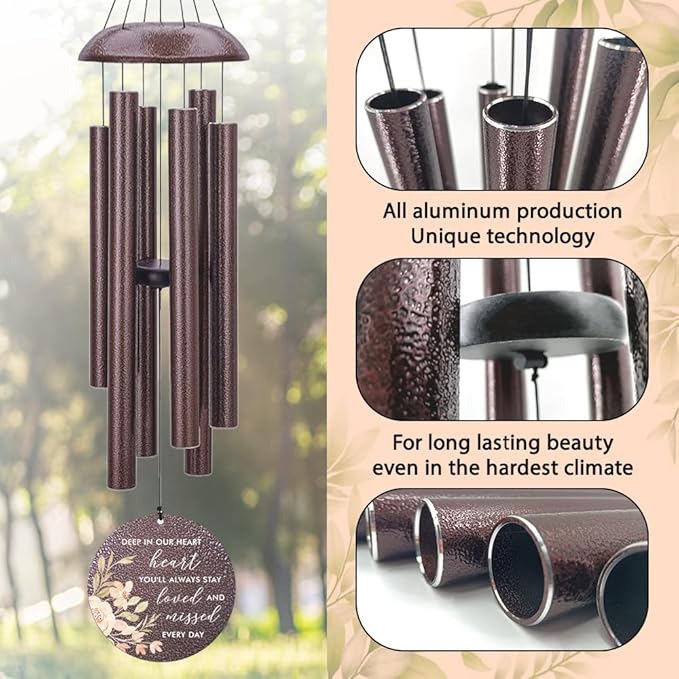 Personalized Wind Chimes, Sympathy Wind Chime, in Loving Memory for Loss of Loved Dad/Mom, Metal Large Memorial Condolences Gifts, Remembrance Wind Chimes for Loss of Loved One, Product in USA