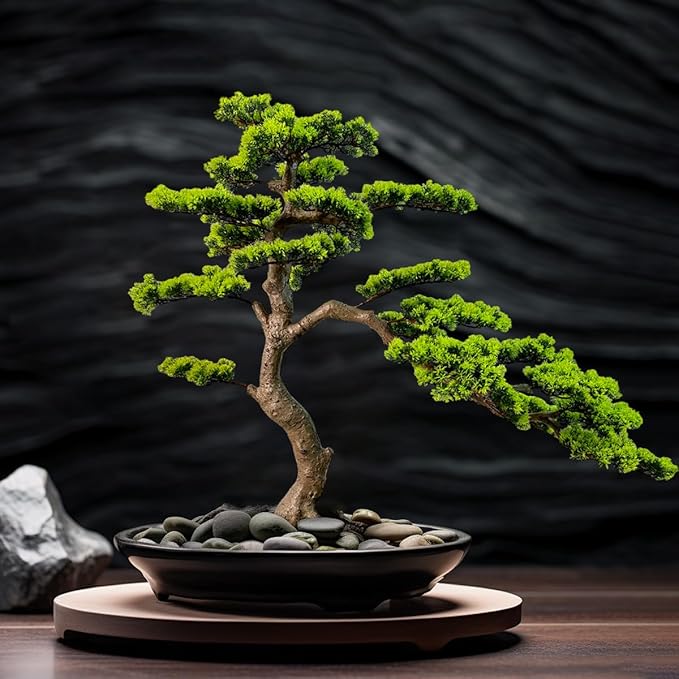 3ft（36in） Artificial Bonsai Tree Juniper Faux Plants Indoor Big Fake Plants Decor with Ceramic Pots for Home Table Office Desk Shelf Bedroom Living Room Decorations (Green)