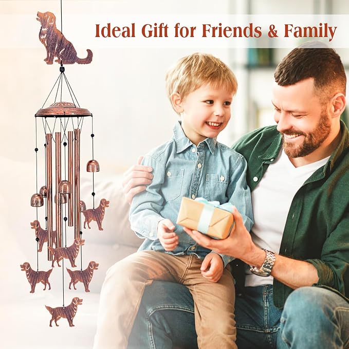 Golden Retriever Dog Wind Chimes for Outside,Dog Gifts for Women Men/Memorial Gift/Sympathy Gift/Birthday Gifts Metal windchimes Outdoors/Indoors,Garden Decor,Patio,Home,Porch,Yard Decorations