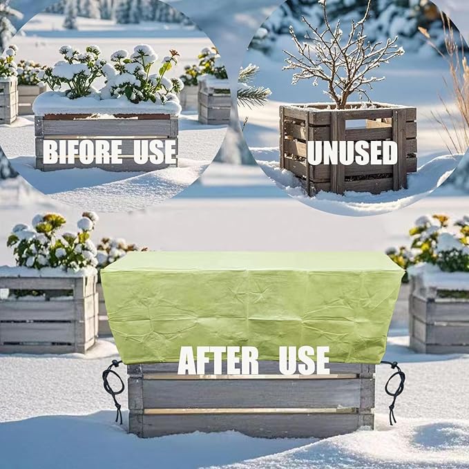EJW Planter Cover, Frost Cloth,Plant Covers Freeze Protection，39'' x 17'' x 15.7'' Outdoor Plant Cold Protection, Outdoor Plant Frost Fabric, for Flower Box, Balcony Planter 2 Piece Set