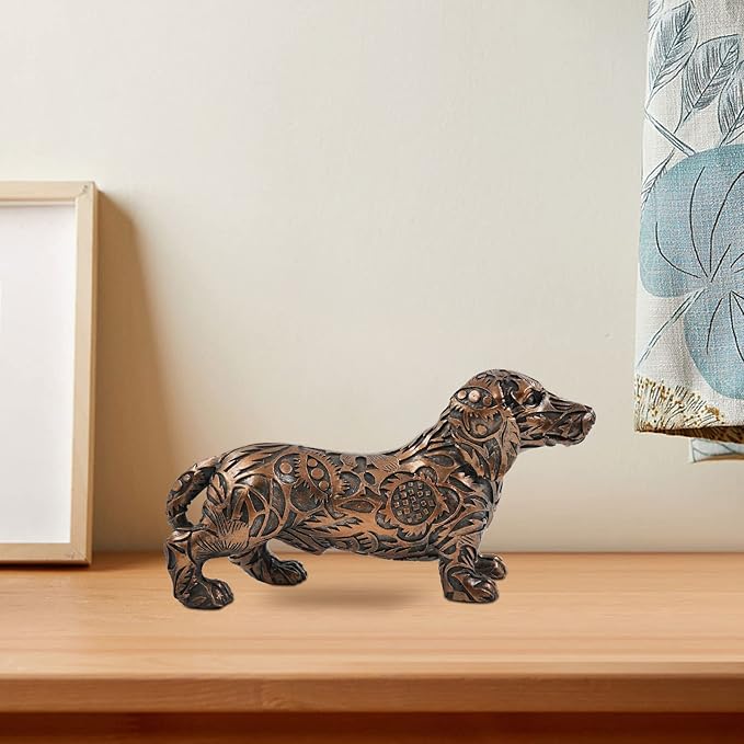 SIMON'S SHOP 8'' Dachshund Figurines, Bronze Wiener Dog Sculpture, Doxie Puppy Statue, Gifts for Sausage Dog Loving Friends, Table Mantel Bookshelf Décor