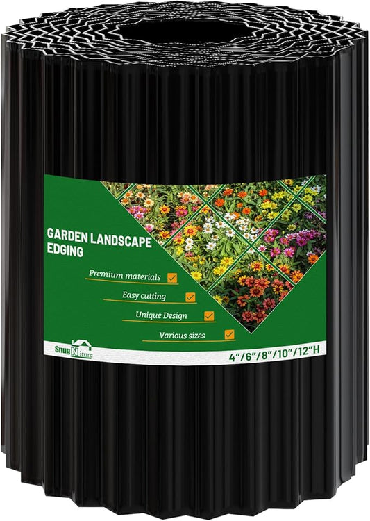SnugNiture Corrugated Metal Garden Edging,10" x 20' Sturdy Lawn Edging Border,Landscape Edging Border for Lawn, Flower Bed,Garden and Yard(Black)