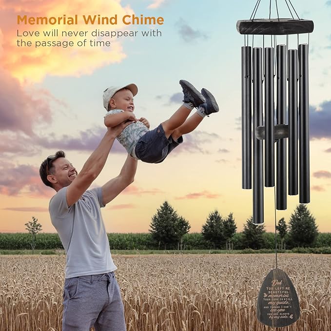 Sympathy Gifts for Loss of Dad 32" Memorial Wind Chimes for Loss of Father Bereavement Condolence Gifts Sympathy Windchimes in Memory of Father Dad Papa Butterfly Wind Chime with Cardinal Card