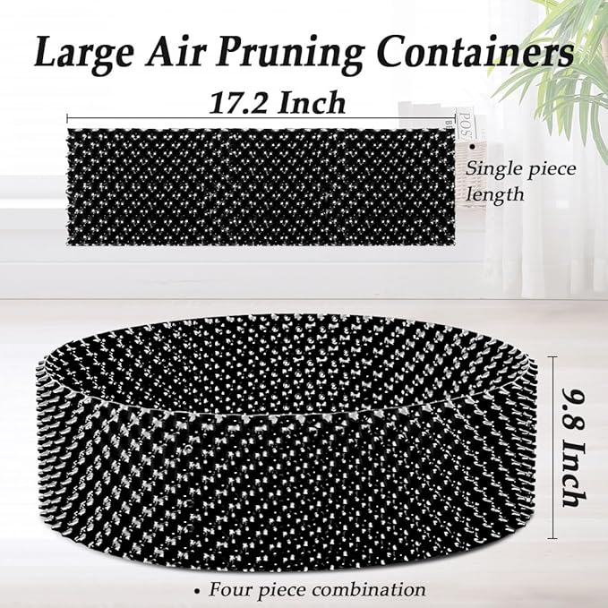 60 Gallon Air Pruning Container New Plastic Nursery Pot Fruit Vegetable Garden self-Planting Grow beds, Size 17"x10", 8 Pcs, Black