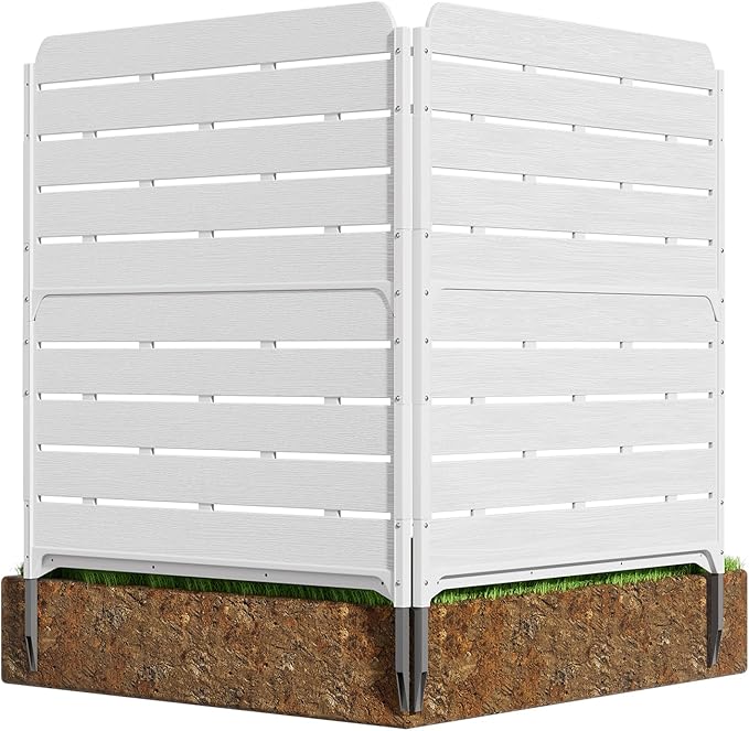 HOMSPARK Fence Privacy Screen Decorative Garden Fence Panels Multi-Purpose, No Dig Animal Barrier Fence Air Conditioner Fence Panels for Outside Yard Patio Pool, 45.7" W x 52" H, 2 PCs, White