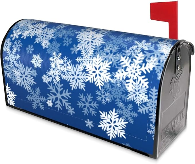 DADABULIU Mailbox Covers Snowflake Blue Winter Christmas Magnetic Letter Post Box Cover Standard Size 25.5 x 21 Inch Garden Yard Home Decorative