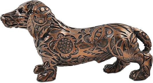 SIMON'S SHOP 8'' Dachshund Figurines, Bronze Wiener Dog Sculpture, Doxie Puppy Statue, Gifts for Sausage Dog Loving Friends, Table Mantel Bookshelf Décor