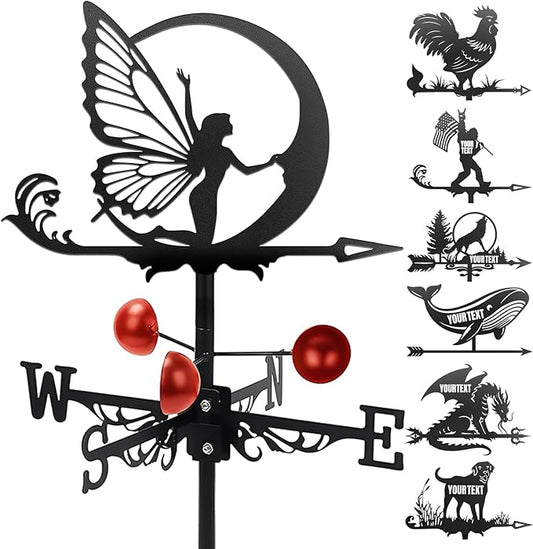 Custom Metal Weathervane Personalized Steel Wind Indicator with Name Outdoor Decor for Roof Garden Barn Patio-Elf