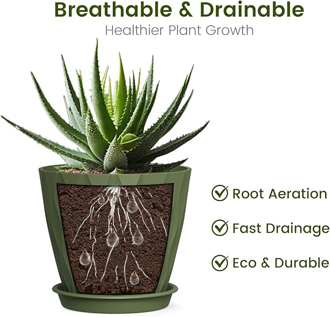 4 Inch Small Pots for Plants, 6 Pack Waffle Texture Small Plant Pots for Succulents, Plastic Planter with Drainage Holes and Saucers for Indoor Outdoor Plants, Flowers, Herbs, Seedlings, Colorful