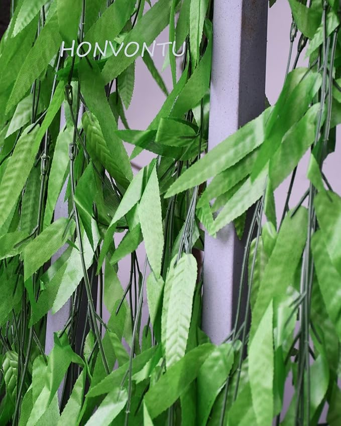 50PCS 300 FT Artificial Vines Greenery Garland Faux Willow Vines Fake Foliage Leaf Silk Plants Greenery Decoration for Home Wall Aesthetic Wedding Arch Apartment Room Windowsill Balcony