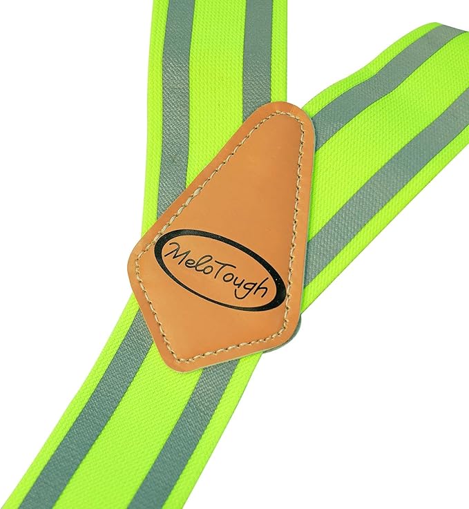 MELOTOUGH Tool Belt Suspenders Reflective Safety Suspenders With Fully Elastic 2 inch Wide Y back Heavy Duty Suspenders