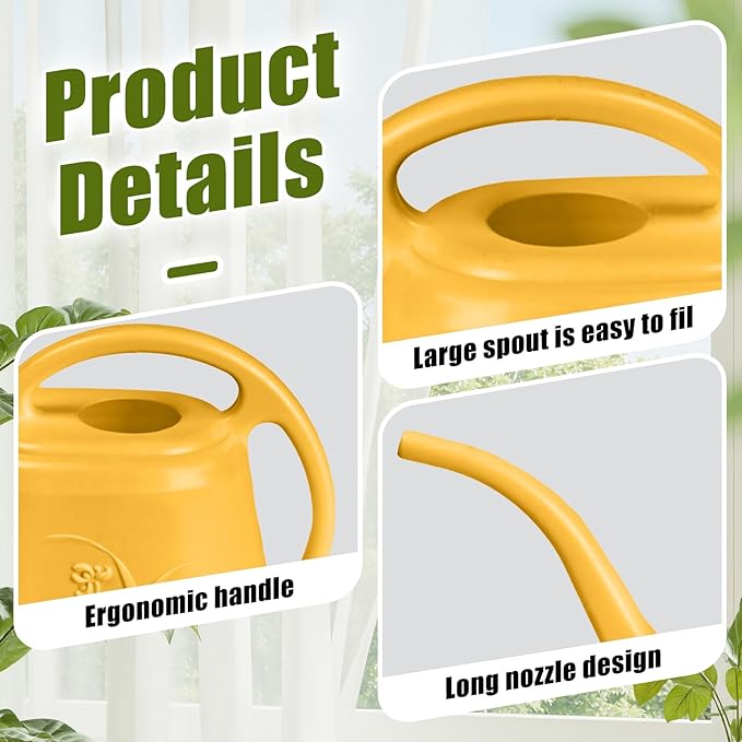 Plastic Watering Can - for Home Plant Garden - 1/2 Gallon - Orange