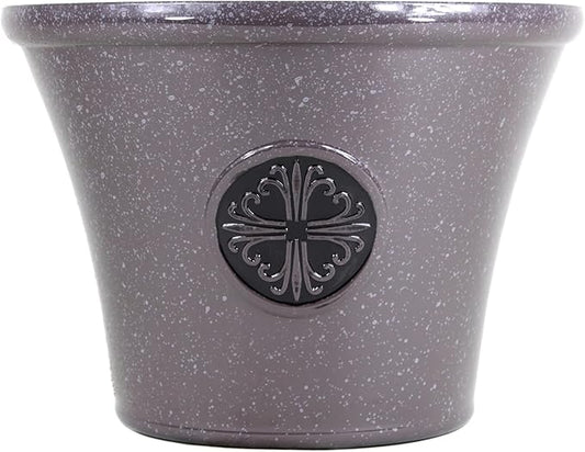 Garden Elements Round Plastic Logo Modern Planter, Light Brown, Large 14.75"