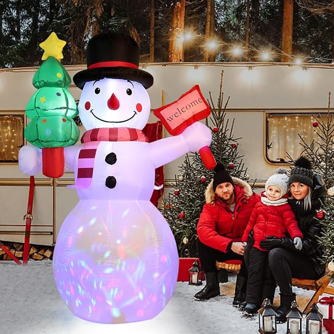 5Ft Christmas Inflatables Outdoor Decorations, Christmas Blow up Snowman with LED Lights, Winter Outside Decor for Holiday Party Yard Patio Garden Lawn, Xmas Tree