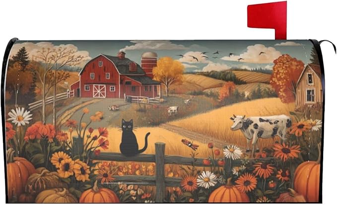 Autumn Farm Country Mailbox Covers Magnetic Letterbox Covers 21x18 Inch for Garden Outdoor Decoration