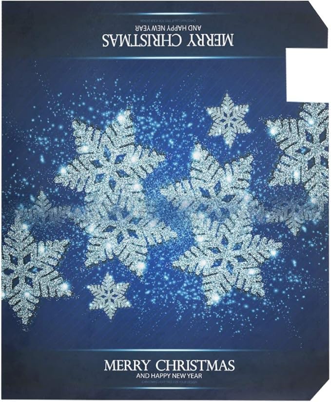 WOOR Shining Silver Snowflakes Christmas Magnetic Mailbox Cover Blue Oversized-20.8"x 25.5"