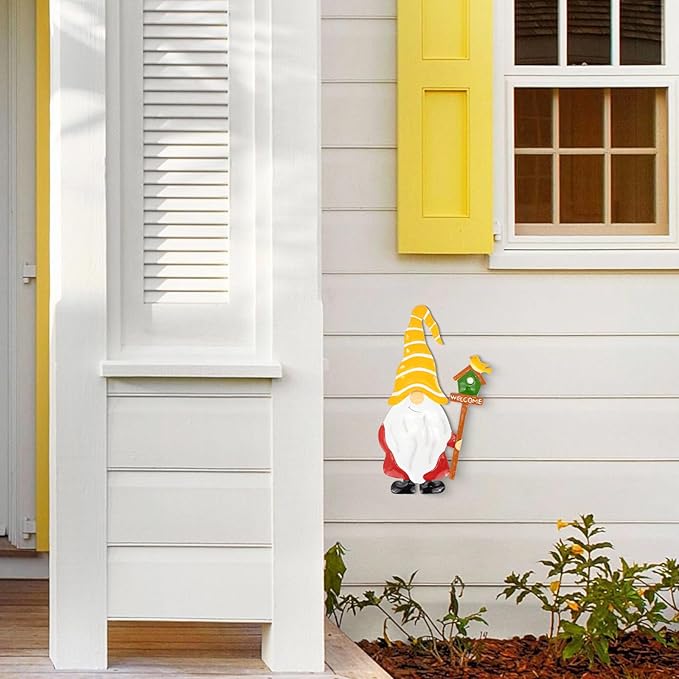 Metal Christmas Yard Signs Decor for Rust Prevention, Christmas Yard Stakes with Gnomes for Outside Garden Yard Lawn Porch Holiday Party(Yellow)
