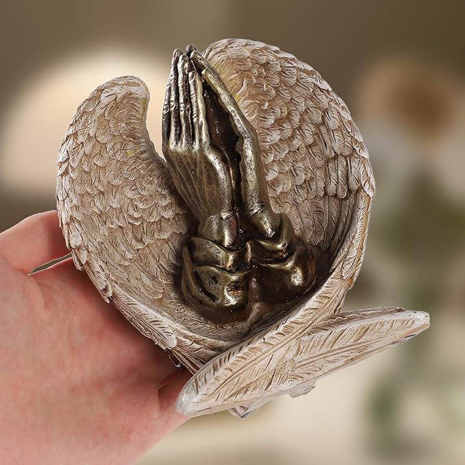 TALPGOD Angel Wings with Praying Hands Statue,Angel Statues for Home Decor,Guardian Angel Figurines for Catholic Decor,Garden Angels Outdoor Statue,Catholic Statues Angel Gifts for Women
