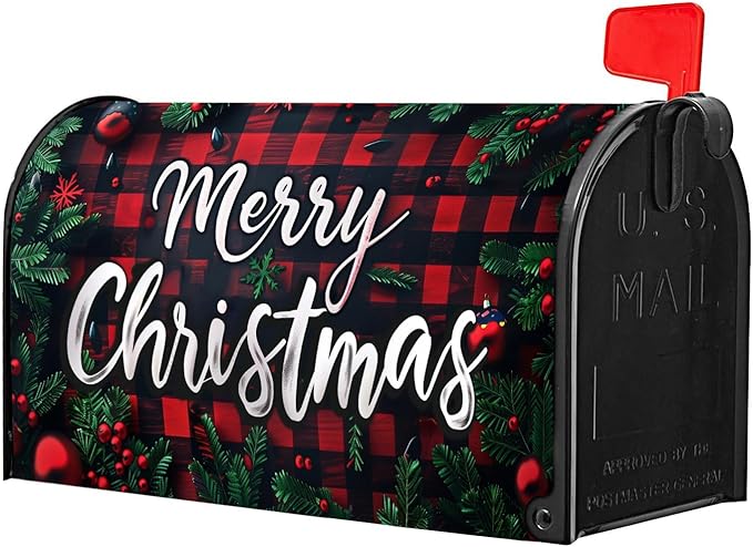 Nanikore Christmas Mailbox Cover Magnetic Standard Size 21 X 18 Winter Christmas Waterproof Post Box Cover Wraps Garden Yard Decor for Outdoor