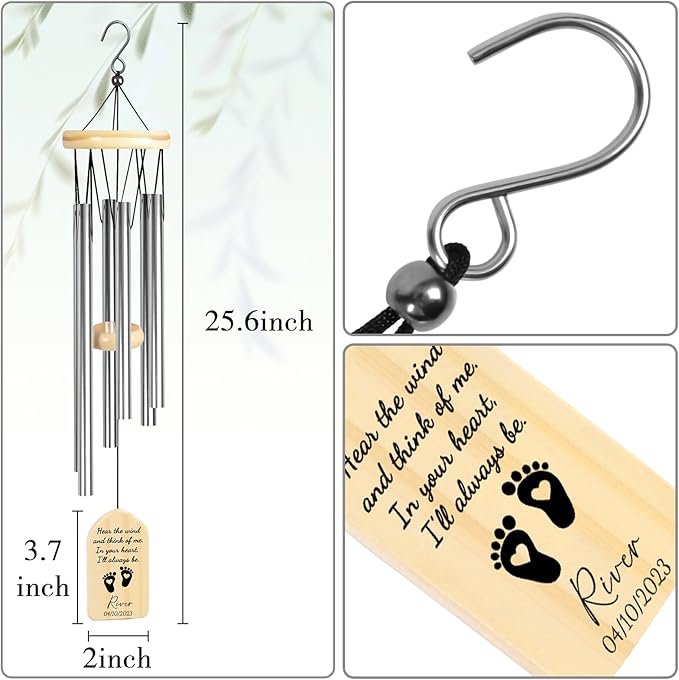 Memorial Wind Chimes for Infant Loss - Sympathy Gift for Miscarriage, Pregnancy Loss, and Angel Baby Keepsake