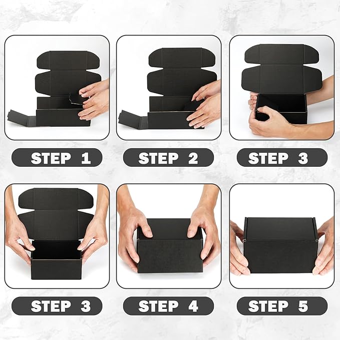 Small Shipping Boxes 9x6x2 Inch (25 Pack) - Sturdy Black Corrugated Cardboard Boxes for Small Business, Ecommerce, Mailing & Packaging | Recyclable Gift & Storage Boxes
