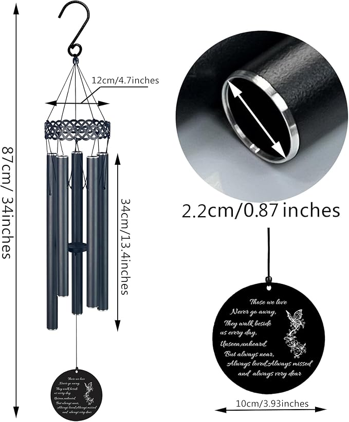 Memorial Wind Chimes for Loss of Loved One,windchimes in Memory of a Loved One Sympathy Gifts for Dad Mom and Family Member,Metal Windchimes Outdoors Decorations for Your Garden…