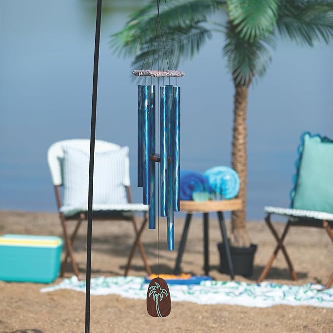Woodstock Wind Chimes Margaritaville UV Palm Wind Chime Large (40") Multicolored Tropical Chimes for Outside Patio Porch Sunroom or Garden Décor