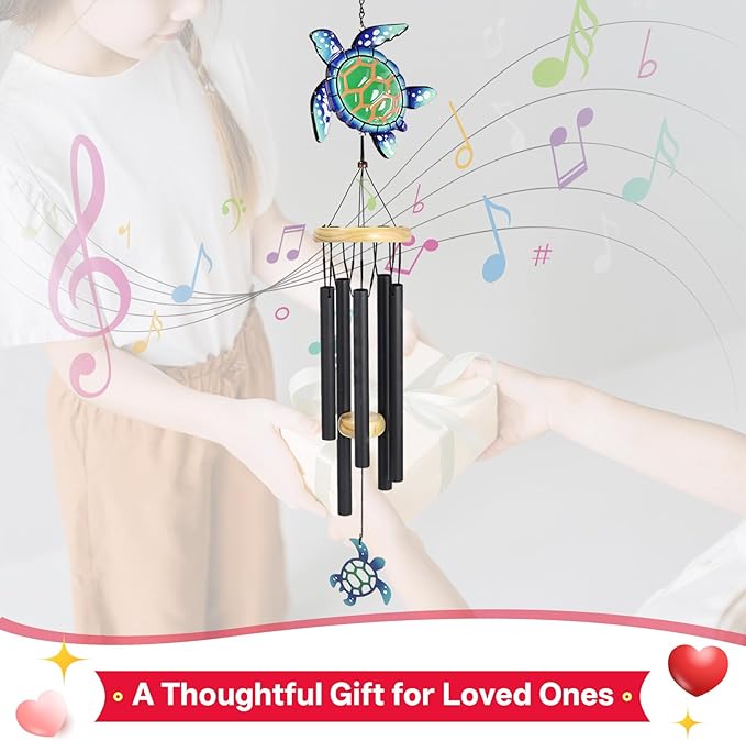 Wind Chimes for Outside Metal Aluminum 41.7" Inches Wind Chime with Turtle Outdoor Decor Large Unique Wind Chimes for Festivals/Birthday for Mom Dad Grandma Home Garden Patio Decor