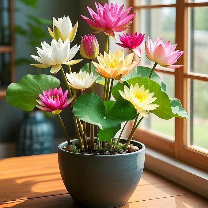 100pcs Lotus Seeds for Planting - 10 Unique Varieties, Mixed Colors Loto de cuenco semillas, Includes Detailed Planting Guide, Perfect for Ponds, Water Gardens & Gifts, High Germination