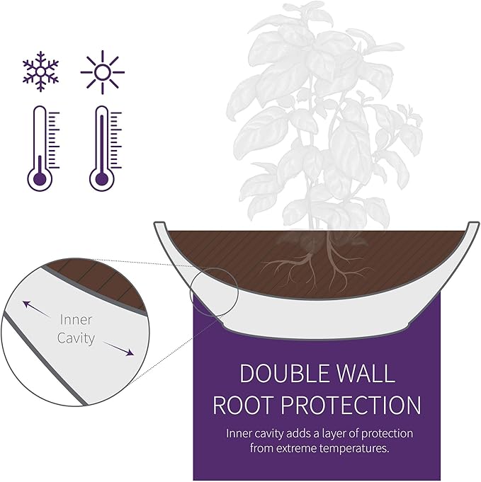 Crescent Garden Delano Oval Planter Bowl, Succulent Garden, Unique Indoor/Outdoor Double-Walled Plant Bowl with Plug- Oval Shape - 30" L x 21" W x 10" H (Midnight Blue)