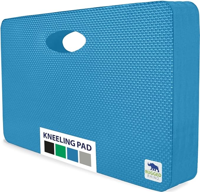 Rugged Rhino Heavy Duty Patent Pending Kneeling Pad, Shock Absorbent Thick Knee Pads, Holds Up to 300 lbs, Protect Knees from Hard Concrete Surfaces, for Mechanics, Yard Gardening, Gym, Bright Blue