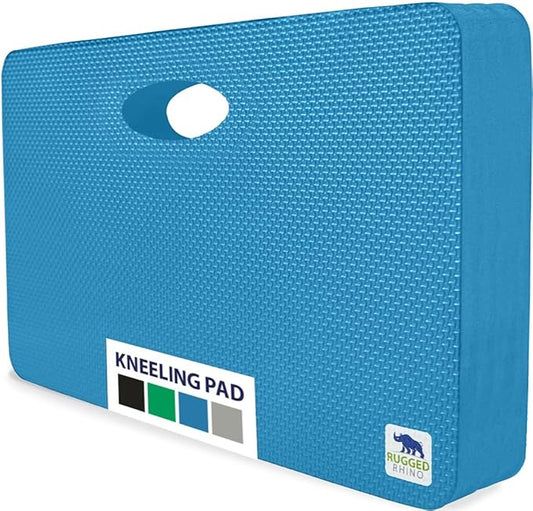 Rugged Rhino Heavy Duty Patent Pending Kneeling Pad, Shock Absorbent Thick Knee Pads, Holds Up to 300 lbs, Protect Knees from Hard Concrete Surfaces, for Mechanics, Yard Gardening, Gym, Bright Blue