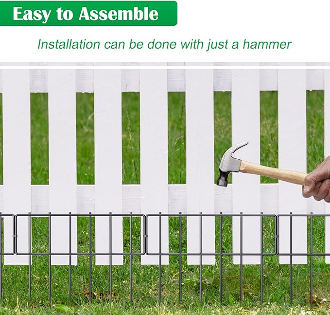 19 Pack Animal Barrier Fence, 17 in(H) X 20.8 Ft(L) Decorative Garden Fencing, Rustproof Metal Wire Garden Fence Border, Dog Rabbits Fence No Dig for Outdoor.