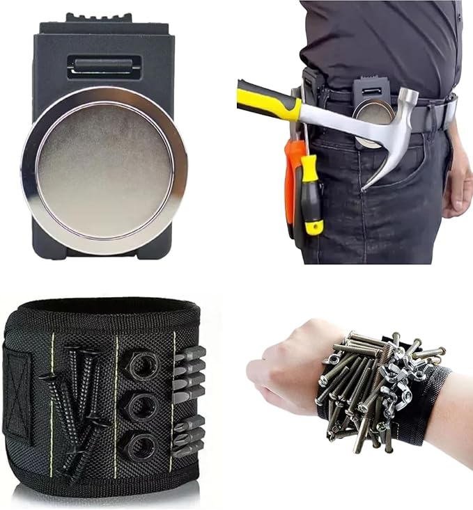 Magnetic Tool Holder,Magnetic Belt Clip-On Belt Holster for Wrench, Pliers, Screw Driver, Hammer, Screws, Nails,Sockets, Trowel, Drill Bit