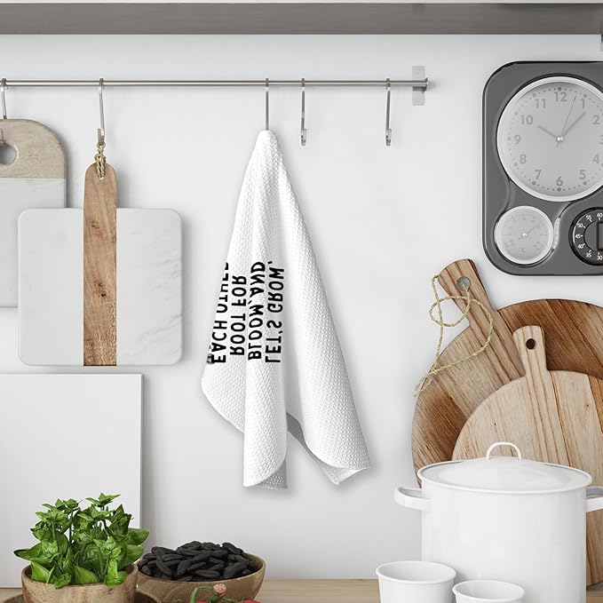 Inspirational Mental Health Plant Kitchen Towels, Let's Grow Bloom and Root for Each Other Decorative Hand Towel, Motivational Positive Gift Dish Towels for Kitchen,
