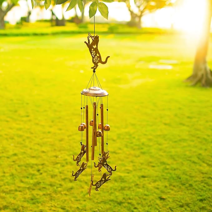 Cat Wind Chimes Outdoor Cat Gifts for Women Mom Men Dad Unique Birthday Gifts Metal WindChimes for Outside/Indoors, Patio, Lawn, Yard, Home Decor, Outdoor Decor, Garden Decorations