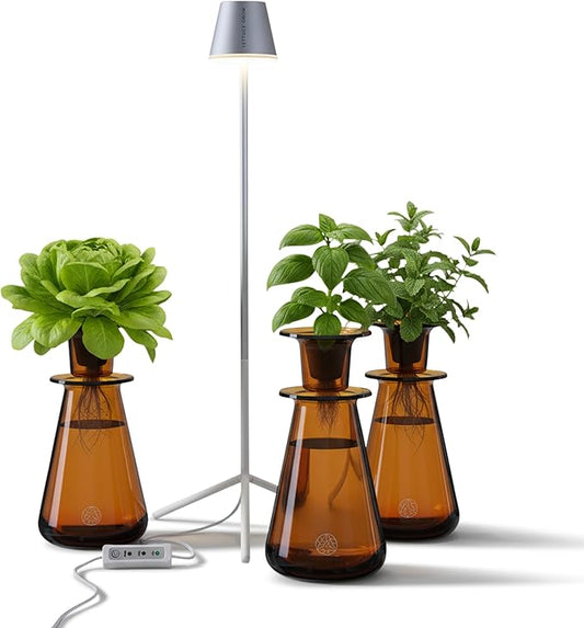 Counterstand Set, Herb Grower Indoor Kit with LED Light - Space-Saving Hydroponics Growing System, Customizable Light Settings, 3 Counterstands - Easy-to-Maintain Indoor Growing Kit