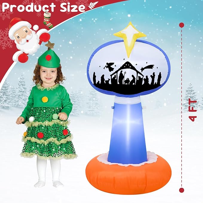 TRMESIA 4 FT Inflatable Christmas Yard Sign Decorations, LED Lighted Indoor Outdoor Xmas Blow up Decor,Christmas Garden Yard Lawn Decoration Enhance Winter Festivities