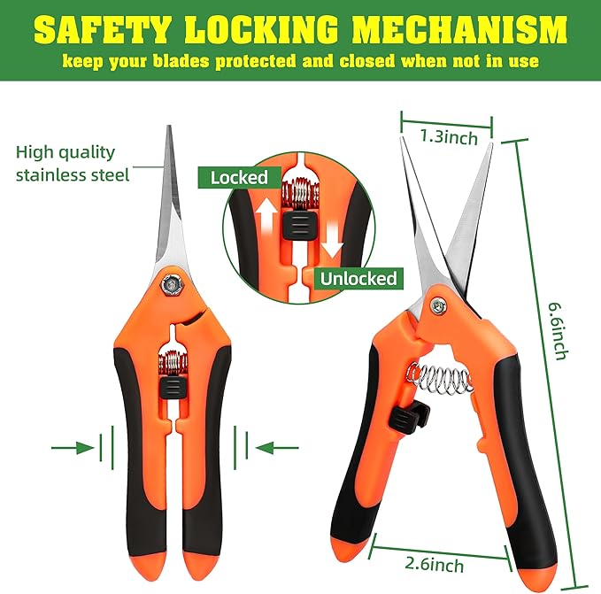 4 Pack Garden Shears, Stainless Steel Shears Gardening Tools, Scissors, Garden Clippers, Pruning Shears for Gardening Shears & Scissors (Orange)