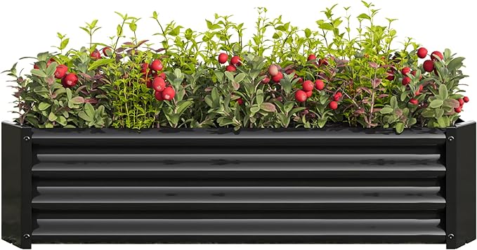 Galvanized Raised Garden Bed for Vegetables,Planter Raised Garden Boxes Outdoor,Metal Raised Garden Beds Steel Kit for Vegetables Flower Herb Patio Black Rectangle
