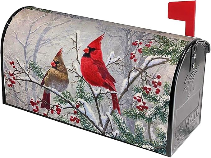 Winter Magnetic Mailbox Cover - Standard Size 18" X 21" - Holiday Garden Decorations for Outside