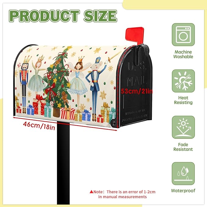 Christmas Mailbox Magnetic Covers Merry Christmas Mailbox Cover Xmas Tree Mail Box Wrap Standard Size 21x18 inch for Garden Outdoor Yard Decor