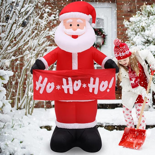 Buheco Christmas Inflatables Outdoor Decorations, 7FT Tall Inflatable Santa Claus Giant Blow Up Xmas Yard Decor with LED Lights for Indoor Holiday Vacation Party Outside Lawn Garden