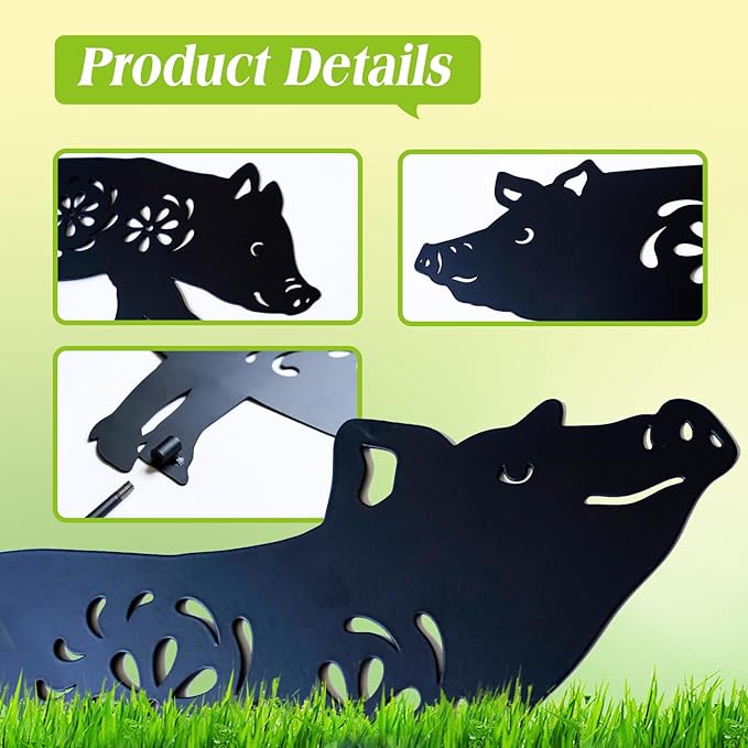 Pig Metal Garden Stakes Decorative,Pig Gifts for Women/Men/Pig Lovers Gifts,Black Pig Silhouette Statues Garden Decor for Outside,Outdoor Decor,Yard Art,Patio,Lawn Ornaments