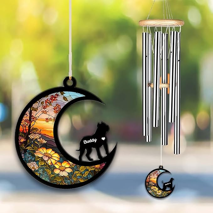 Presa Canario Sun Catcher Wind Chime, Custom Sunflower Suncatcher Dog Memorial Wind Chime, Dog Loss Gift, Dog Sympathy Gift, Pet Loss Suncatcher, Outdoor Garden Decor