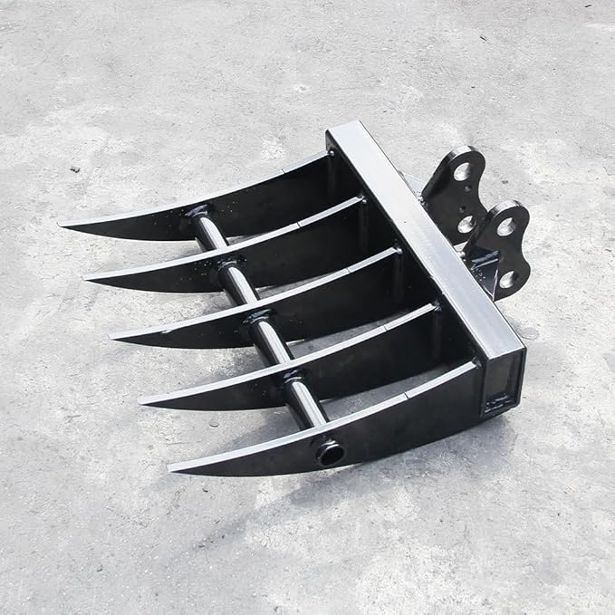 Mini Excavator Attachment Rake, Metal Wide Backhoe Rake Fit for 0.8T-1.5T Mini Excavators - Upgraded High-Thickness Steel‌ - Replace Hydraulic Tilt Excavator Attachment